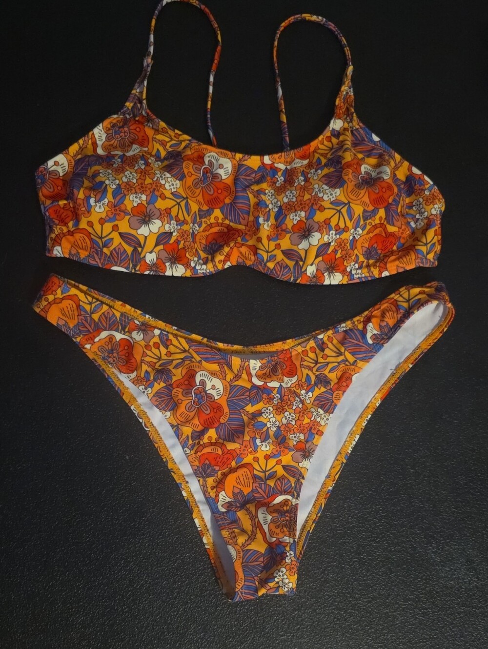 SHEIN Orange Floral Two-Piece Bikini